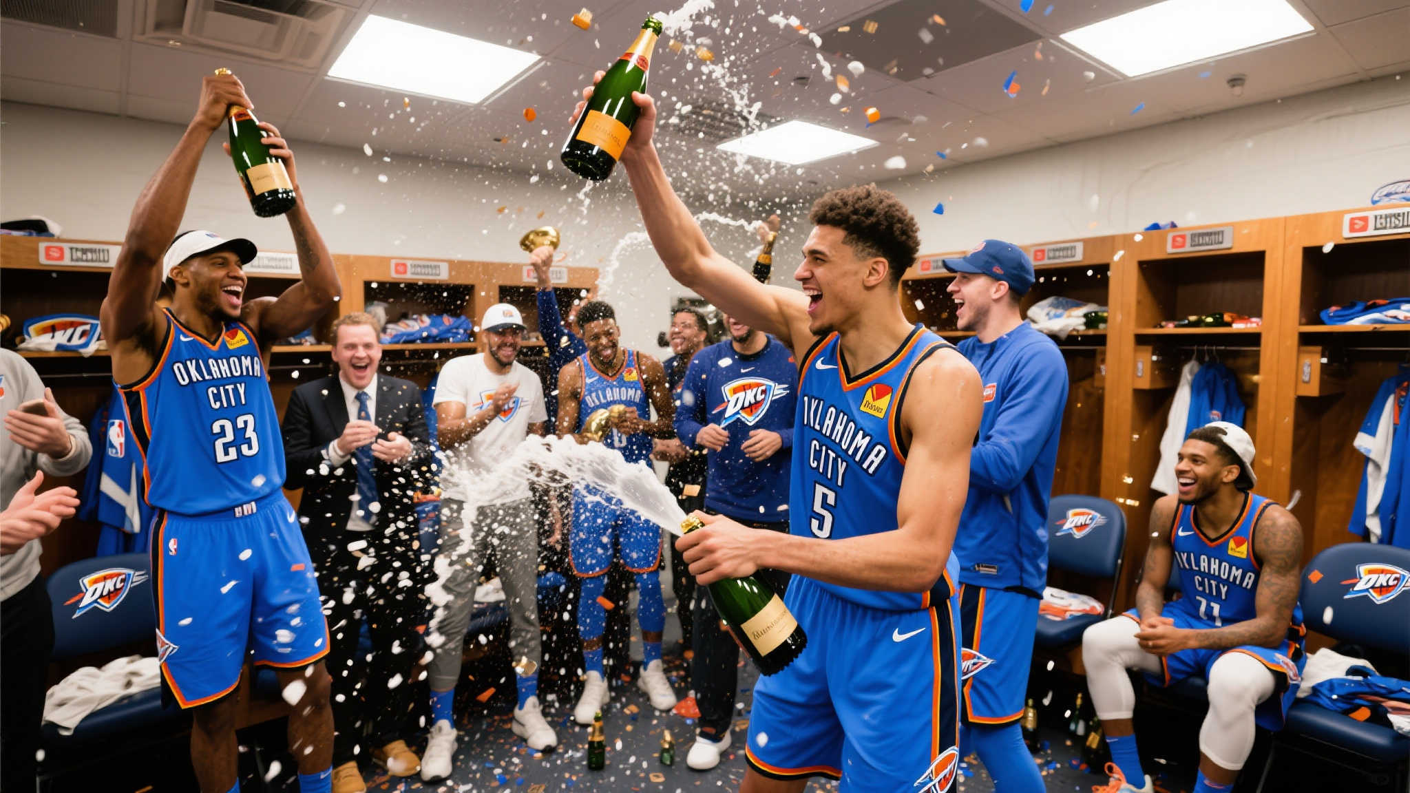 雷霆队更衣室香槟派对：NBA官推见证欢庆时刻